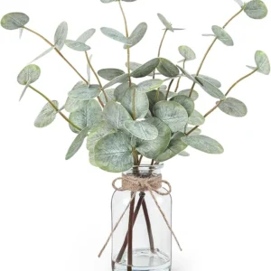 Artificial Eucalyptus Plant in Glass Vase